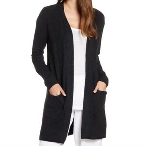 Barefoot Dreams Black Bamboo Chic Lite Pocket Cardigan Sweater